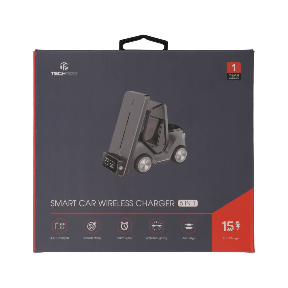 ที่ชาร์จไร้สาย TECHPRO 5-in-1 Desktop Wireless Charger Gray Car