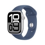 Apple Watch Series 10 GPS 46mm Silver Aluminium Case with Denim Sport Band - S/M