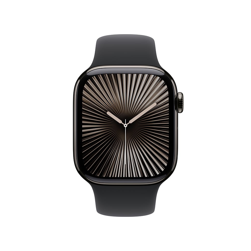Apple Watch Series 10 GPS + Cellular 42mm Slate Titanium Case with Black Sport Band - S/M