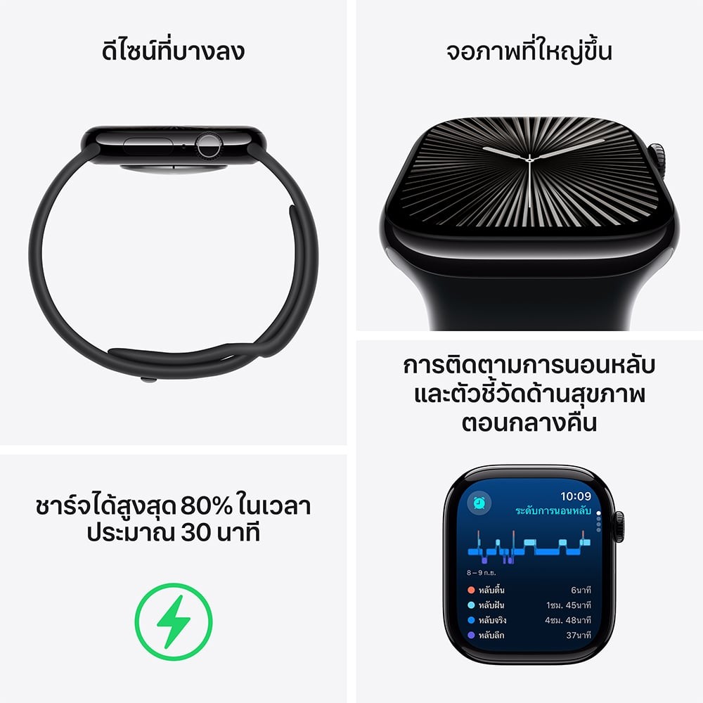Apple Watch Series 10 GPS + Cellular 42mm Slate Titanium Case with Black Sport Band - S/M