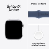 Apple Watch Series 10 GPS + Cellular 46mm Silver Aluminium Case with Denim Sport Band - S/M