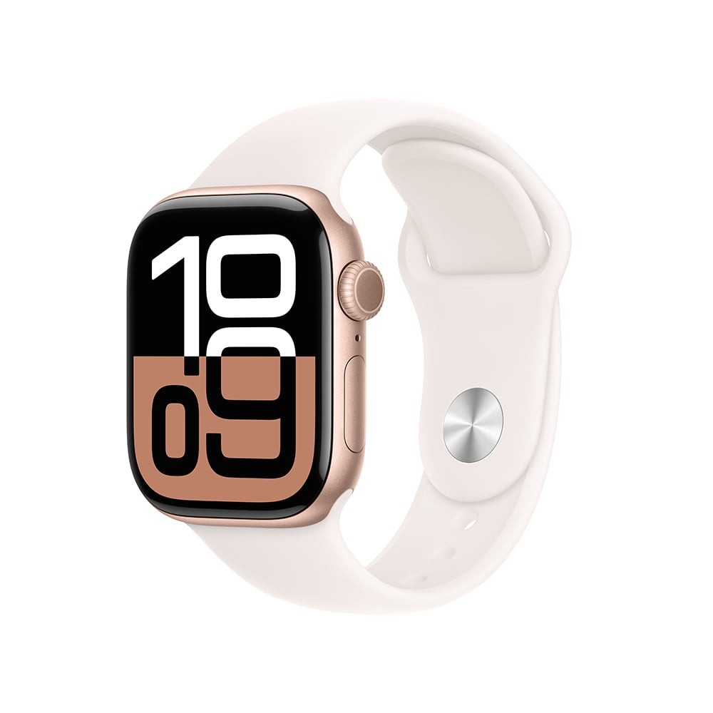 Apple Watch Series 10 GPS + Cellular 46mm Rose Gold Aluminium Case with Light Blush Sport Band - S/M