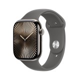 Apple Watch Series 10 GPS + Cellular 46mm Natural Titanium Case with Stone Gray Sport Band - S/M