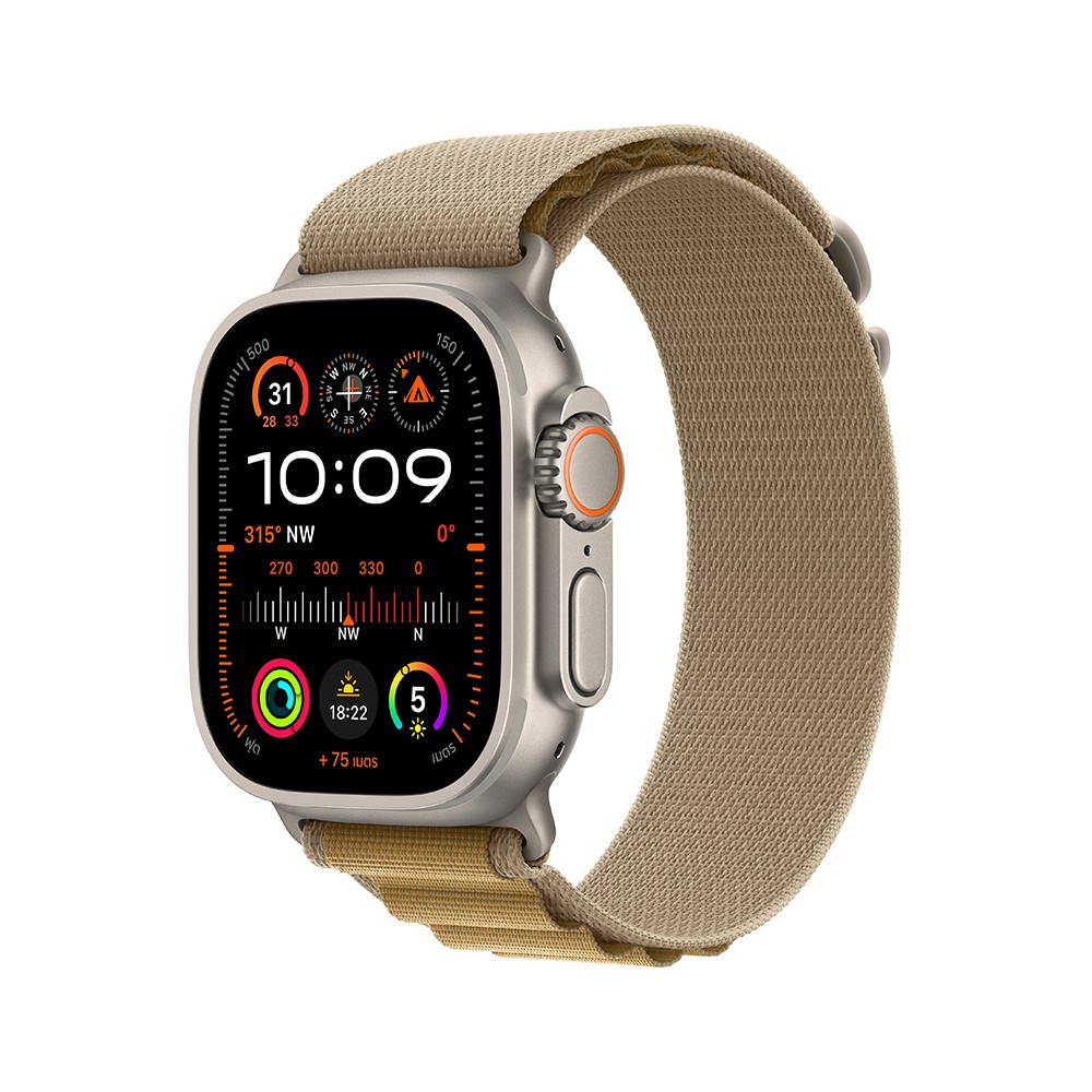 Apple Watch Ultra 2 GPS + Cellular 49mm Natural Titanium Case with Tan Alpine Loop - Small (2024)