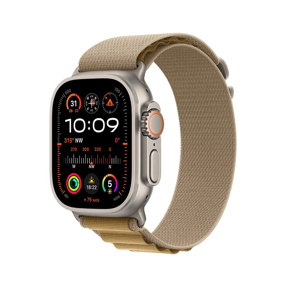 Apple Watch Ultra 2 GPS + Cellular 49mm Natural Titanium Case with Tan Alpine Loop - Large (2024)