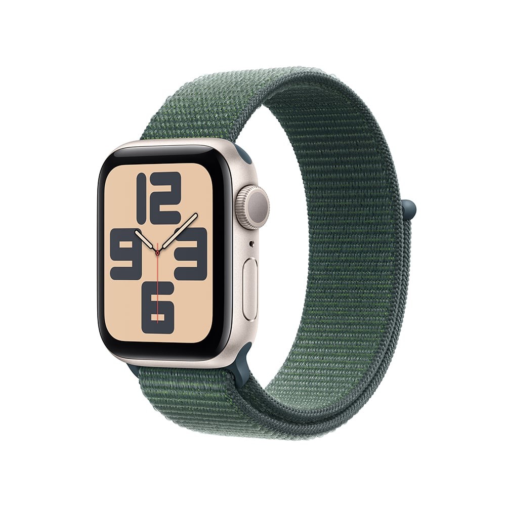 Apple Watch SE GPS 40mm Starlight Aluminium Case with Lake Green Sport Loop (2024)