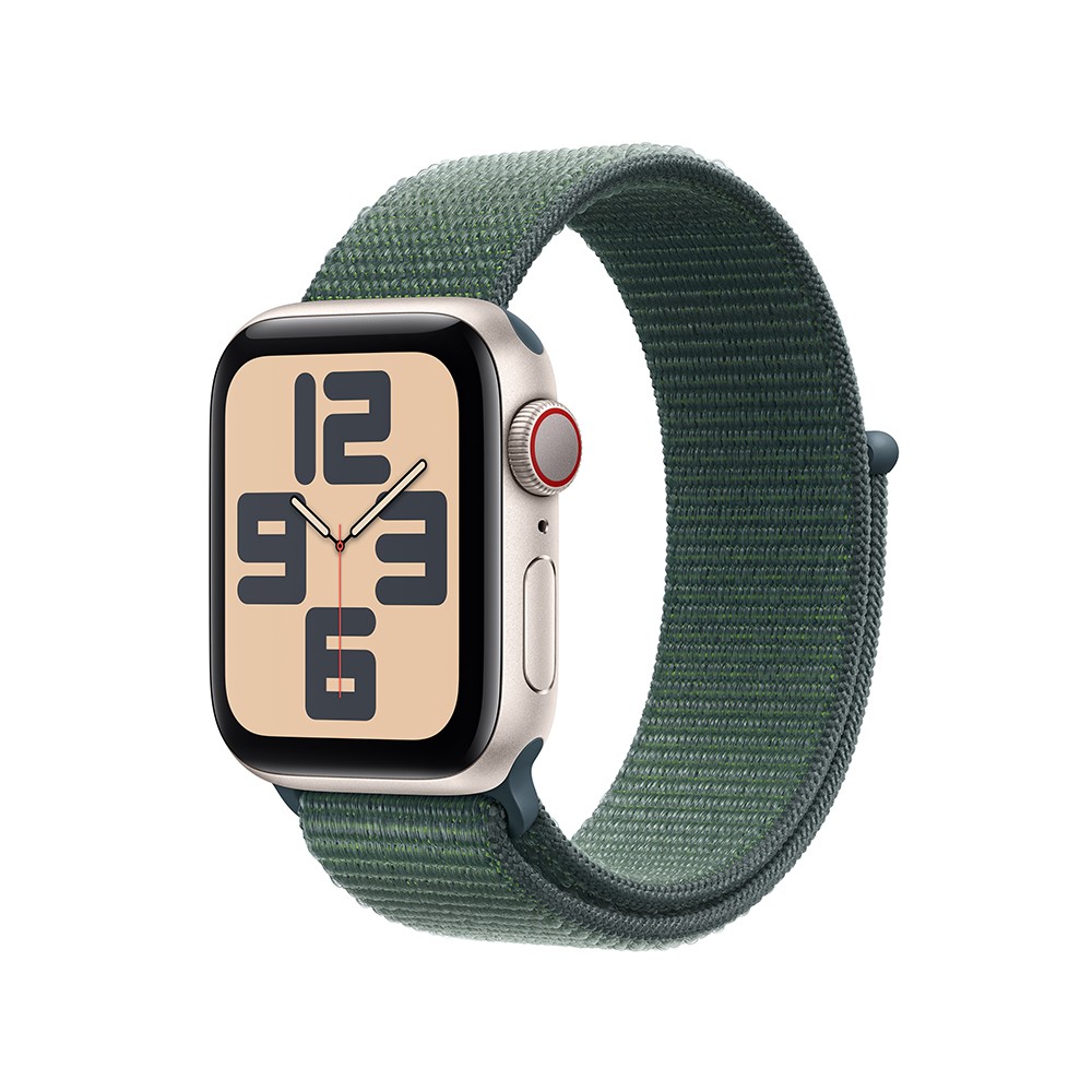 Apple Watch SE GPS + Cellular 40mm Starlight Aluminium Case with Lake Green Sport Loop (2024)