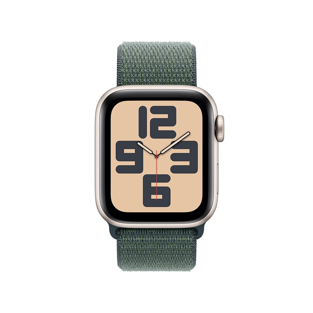 Apple Watch SE GPS + Cellular 40mm Starlight Aluminium Case with Lake Green Sport Loop (2024)