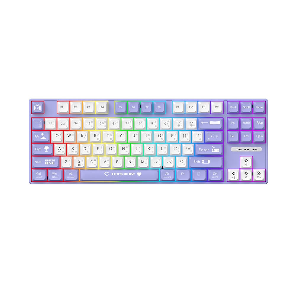 คีย์บอร์ดเกมมิ่ง AJAZZ AK870MC Lets Play Purple - Red Switch