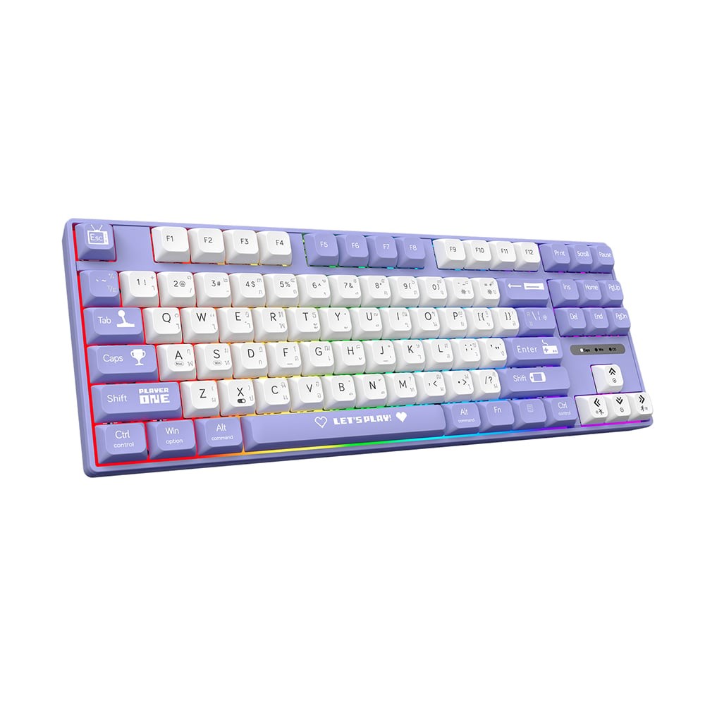 คีย์บอร์ดเกมมิ่ง AJAZZ AK870MC Lets Play Purple - Red Switch