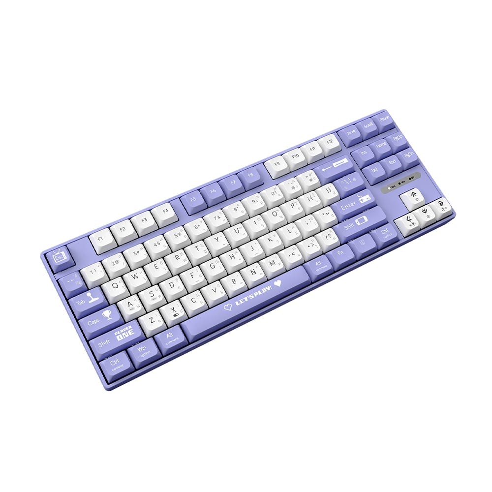 คีย์บอร์ดเกมมิ่ง AJAZZ AK870MC Lets Play Purple - Red Switch