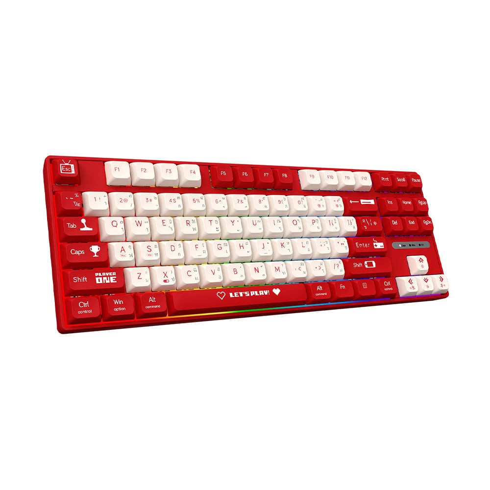 คีย์บอร์ดเกมมิ่ง AJAZZ AK870MC Lets Play Red - Red Switch