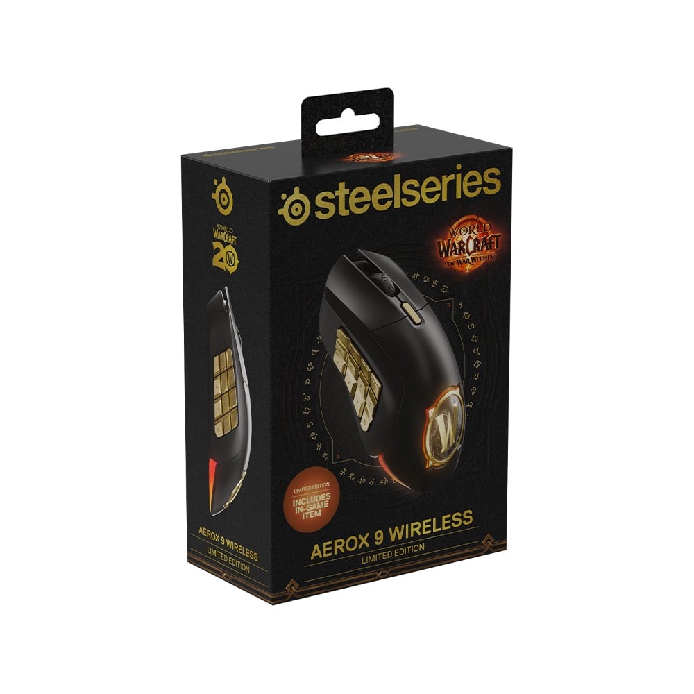เมาส์เกมมิ่ง SteelSeries Aerox 9 Wireless Mouse World of Warcraft Black/Gold