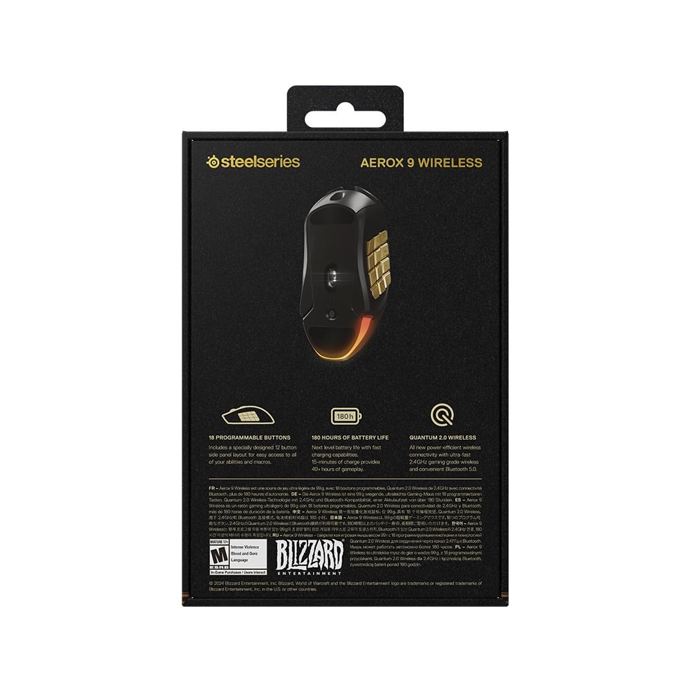 เมาส์เกมมิ่ง SteelSeries Aerox 9 Wireless Mouse World of Warcraft Black/Gold