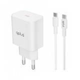 อะแดปเตอร์พร้อมสายชาร์จ QPLUS Wall USB Charger 1 USB-C (PD20W) + USB-C to USB-C Cable 1M. White (AP21) (TISI)