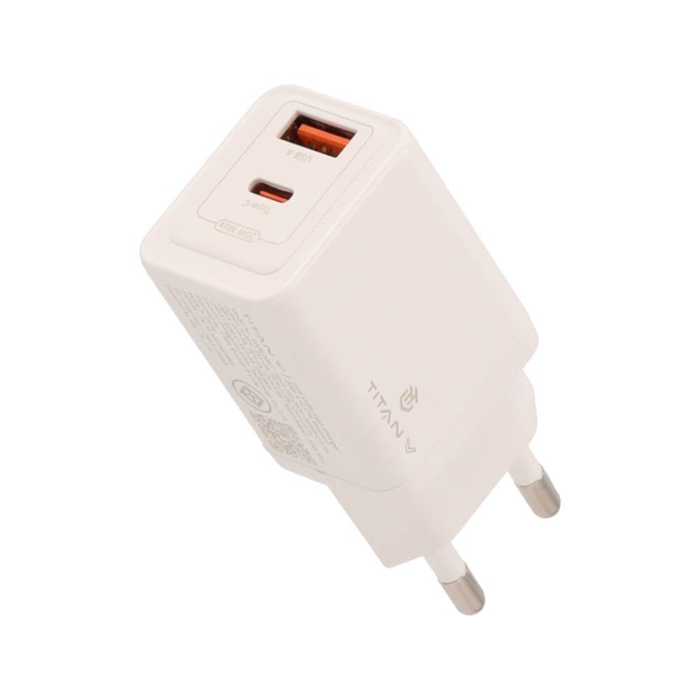 อะแดปเตอร์ TITANV Wall USB Charger 1 USB-A (QC3.0A) / 1 USB-C (PD20W) White (TI-WC01) (TISI)