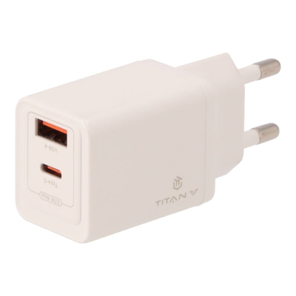 อะแดปเตอร์ TITANV Wall USB Charger 1 USB-A / 1 USB-C (PD33W) GaN White (TI-WC04) (TISI)