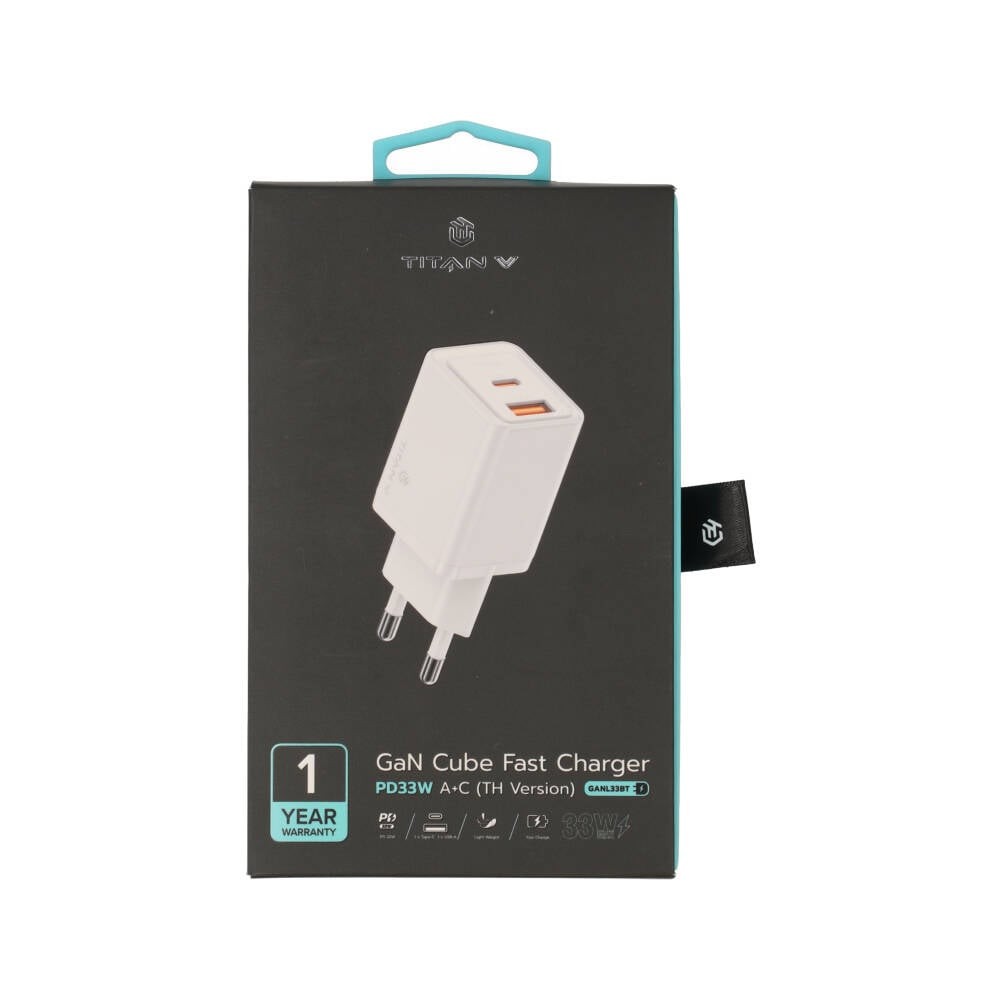 อะแดปเตอร์ TITANV Wall USB Charger 1 USB-A / 1 USB-C (PD33W) GaN White (TI-WC04) (TISI)