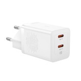 อะแดปเตอร์ Baseus Wall Charger 2 USB-C 40W White (TISI)