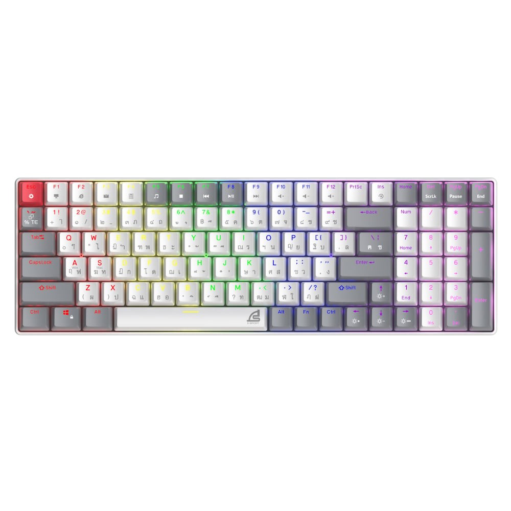 คีย์บอร์ดเกมมิ่ง SIGNO E-Sport Mechanical MOBILUS KB-723 White - Brown Switch
