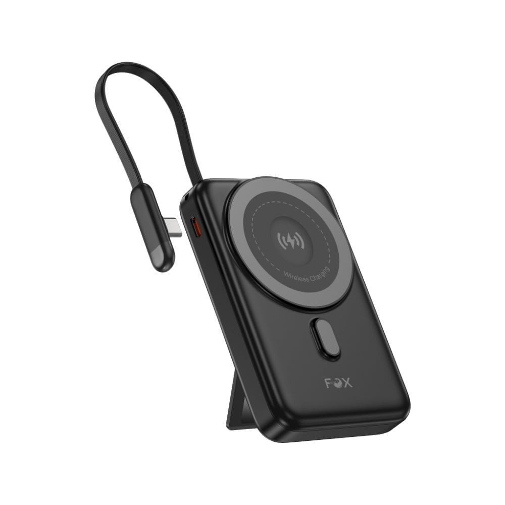 พาวเวอร์แบงค์ FOX 10000 mAh Mini Magnetic Wireless W1081C Black