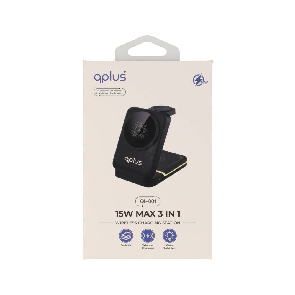 ที่ชาร์จไร้สาย QPLUS 15W Max 3in1 Wireless Charger QI-001 Black