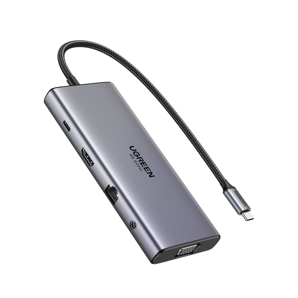 Ugreen 11-in-1 USB-Cx2 USB-C 3.2+USB-A 3.2+USB-A 3.0+HDMI(4K@60Hz)+VGA+RJ45 Gigabit (45520) Gray
