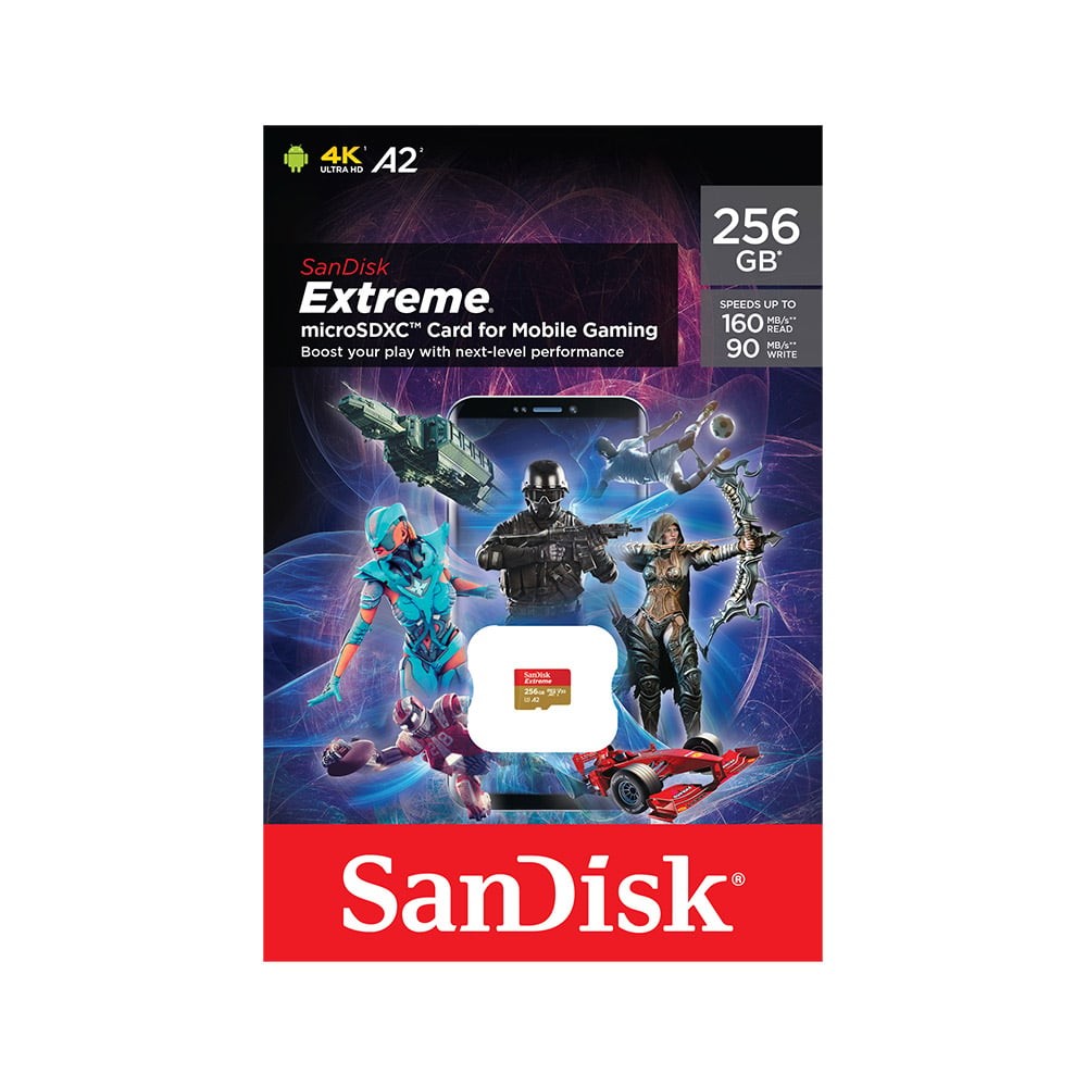 SanDisk Extreme microSDXC 256GB 160MB/s read 90MB/s write C10 (SDSQXA1-256G-GN6GN) Game Pack