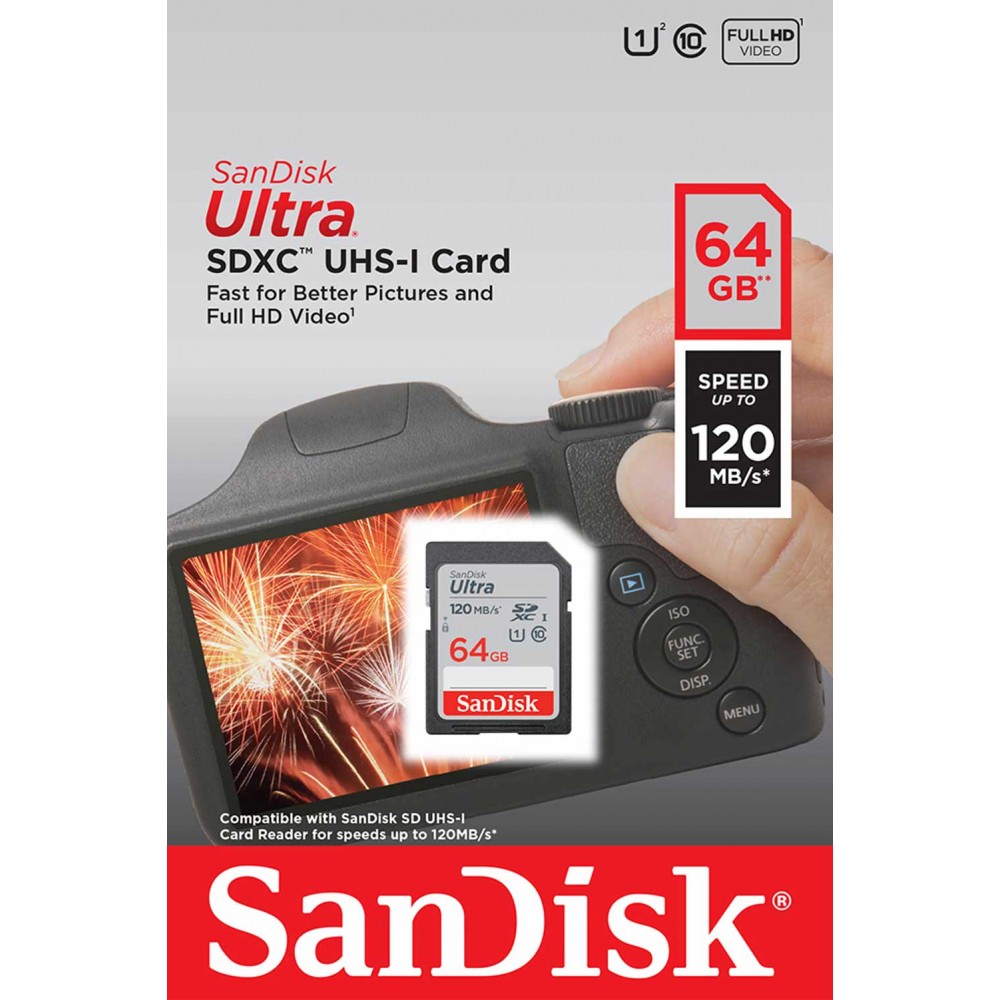 เมมโมรี่การ์ด SanDisk Ultra SDXC SDSDUNC4 64GB 120MB/s R C10 (SDSDUN4-064G-GN6IN)