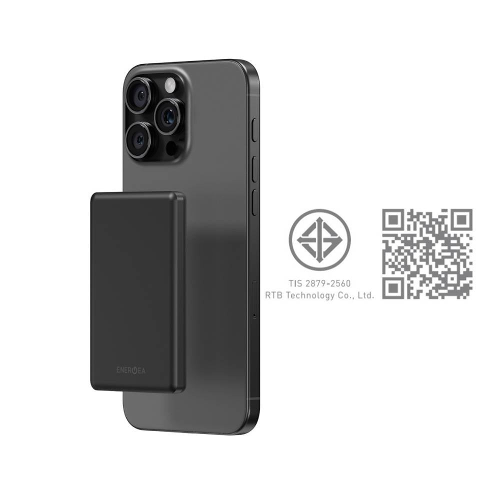 พาวเวอร์แบงค์ Energea 5000 mAh ALUPAC Mini Wireless Gunmetal