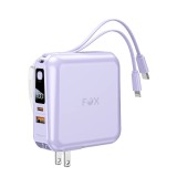 พาวเวอร์แบงค์ FOX 15000 mAh LED Display 2-in-1 Cable W1501 Purple