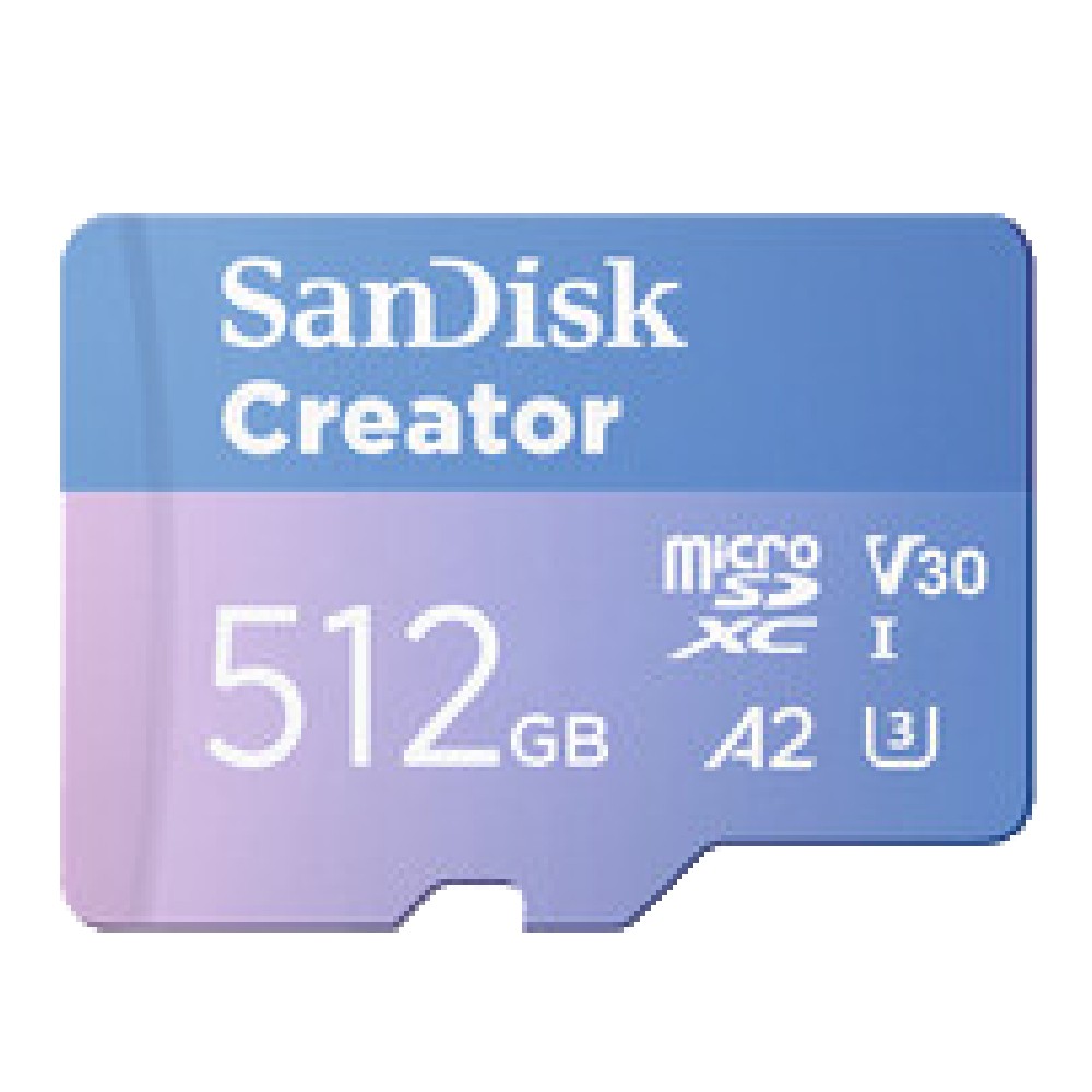 เมมโมรี่การ์ด SanDisk Micro SDXC Creator Series 512GB A2 C10 190MB/s R with SD Adapter (SDSQXAV-512G-GN6MS)