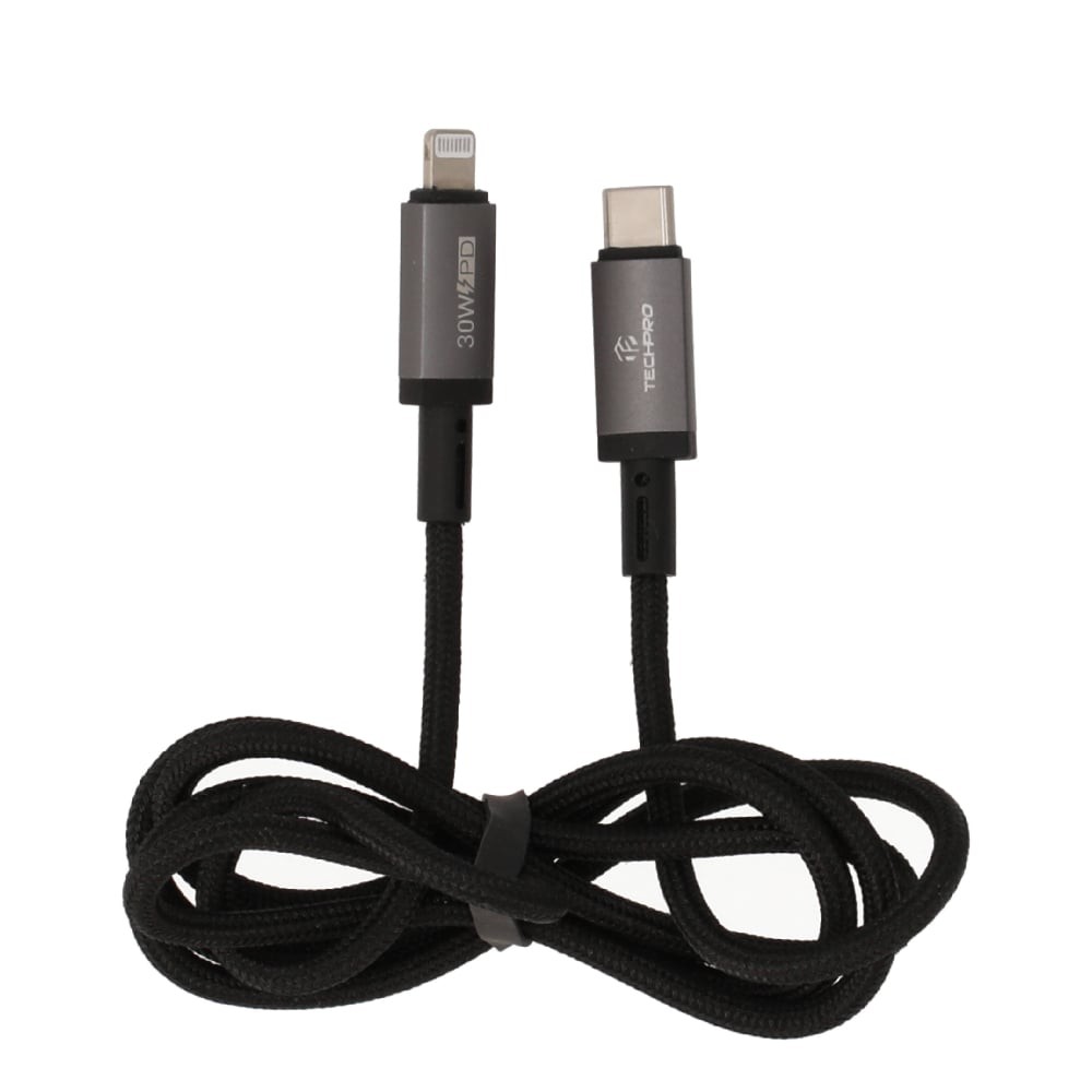 สายชาร์จ TECHPRO USB-C to Lightning Cable 30W 1M. Titanlink Black (TP ...