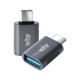 ตัวแปลง WHY Adapter USB-C Male to USB-A (3.0A) Female (2xPack) Gray