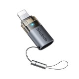 ตัวแปลง MCDODO USB-C to Lightning 36W Charging Adapter with Indicator Lights and Lanyard Gray