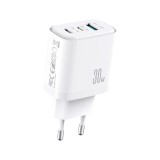 อะแดปเตอร์ JOYROOM Wall Charger 1 USB-A / 2 USB-C (PD30W) GaN White (JR-TG6)
