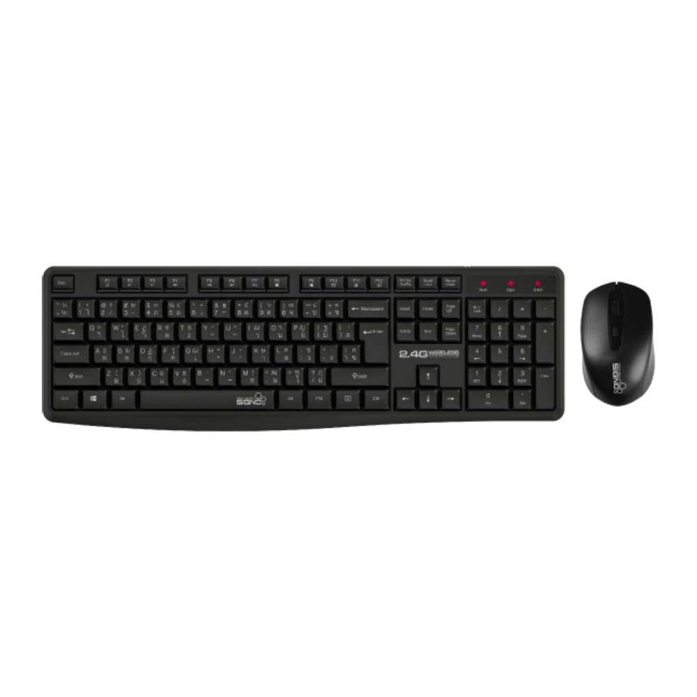 เมาส์และคีย์บอร์ด SIGNO Wireless Mouse + Keyboard KW-760+WM-106 (TH/EN)
