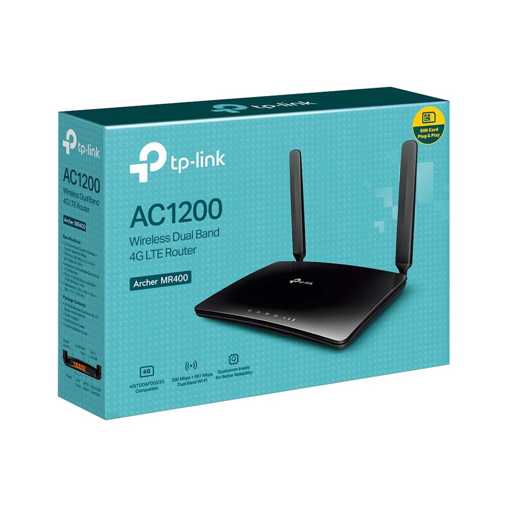 เราเตอร์ใส่ซิม TP-Link Network Archer MR400 AC1200 Wireless Dual Band 4G LTE Router