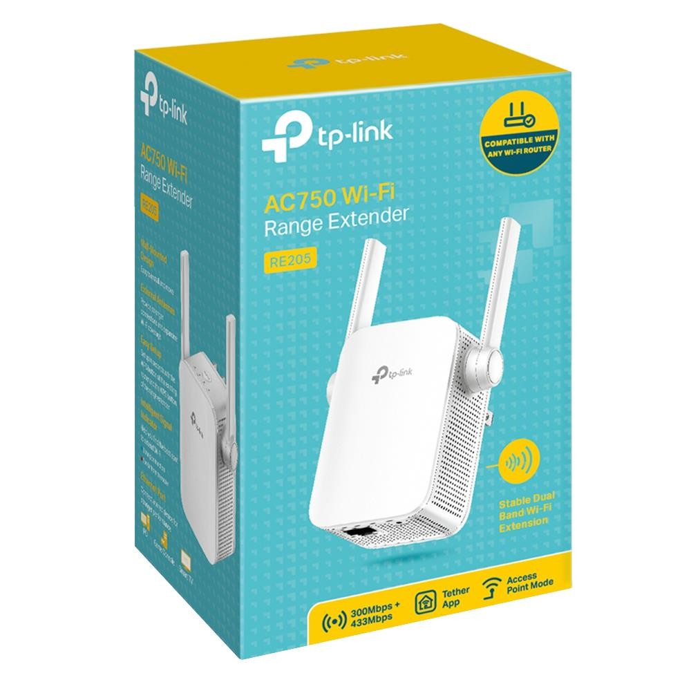 อุปกรณ์ขยายสัญญาณ TP-Link Network RE205 AC750 Wi-Fi Range Extender