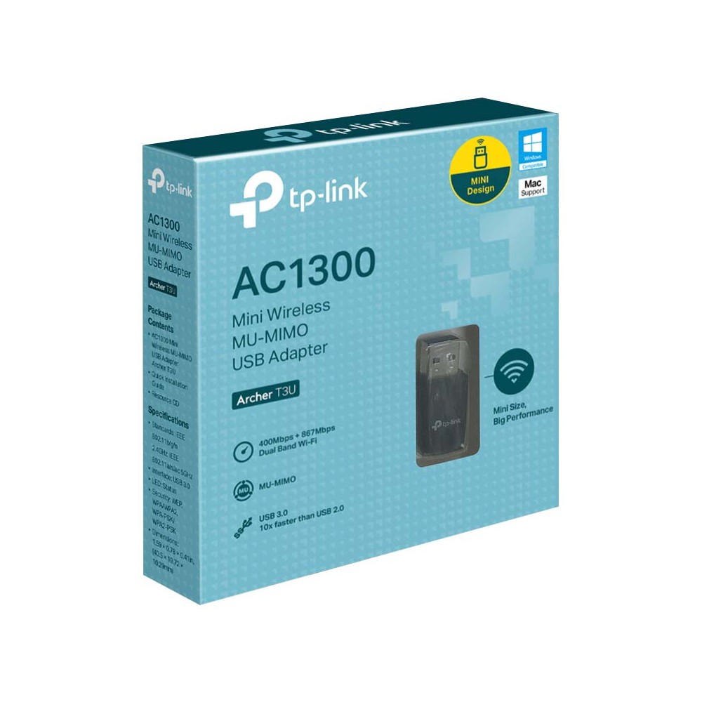 อุปกรณ์รับสัญญาณ TP-Link Network Archer T3U AC1300 Mini Wireless MU-MIMO USB Adapter