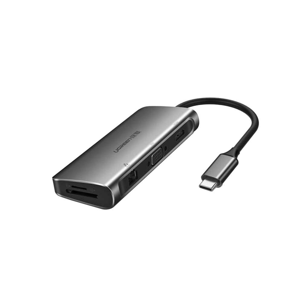 UGREEN Port Hub 9-in-1 USB-C to HDMI + VGA + 3 USB3.0 + LAN + TF/SD + PD Gray