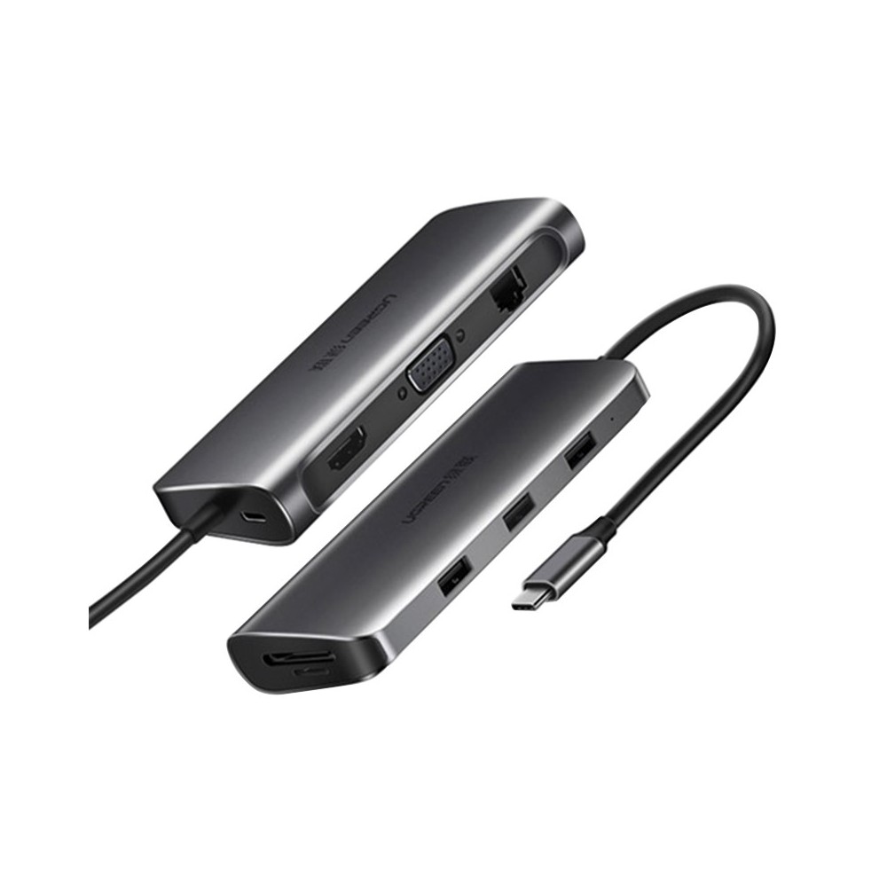 UGREEN Port Hub 9-in-1 USB-C to HDMI + VGA + 3 USB3.0 + LAN + TF/SD + PD Gray