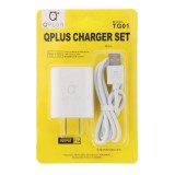 อะแดปเตอร์ QPLUS Wall Charger 2 USB-A พร้อมสายชาร์จ Micro USB TG01 White