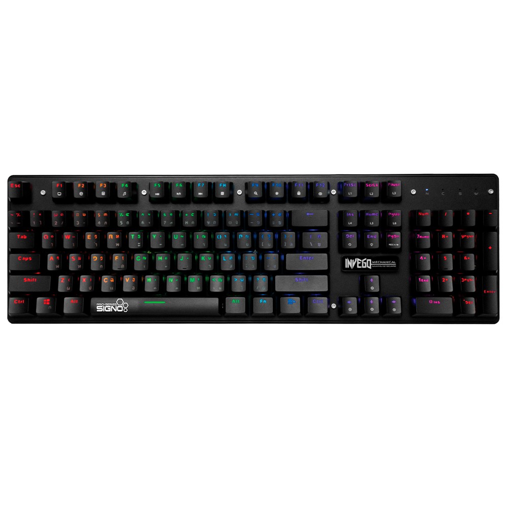 คีย์บอร์ดเกมมิ่ง Signo Gaming Keyboard Mechanical Mini RGB Invego KB-728 Black