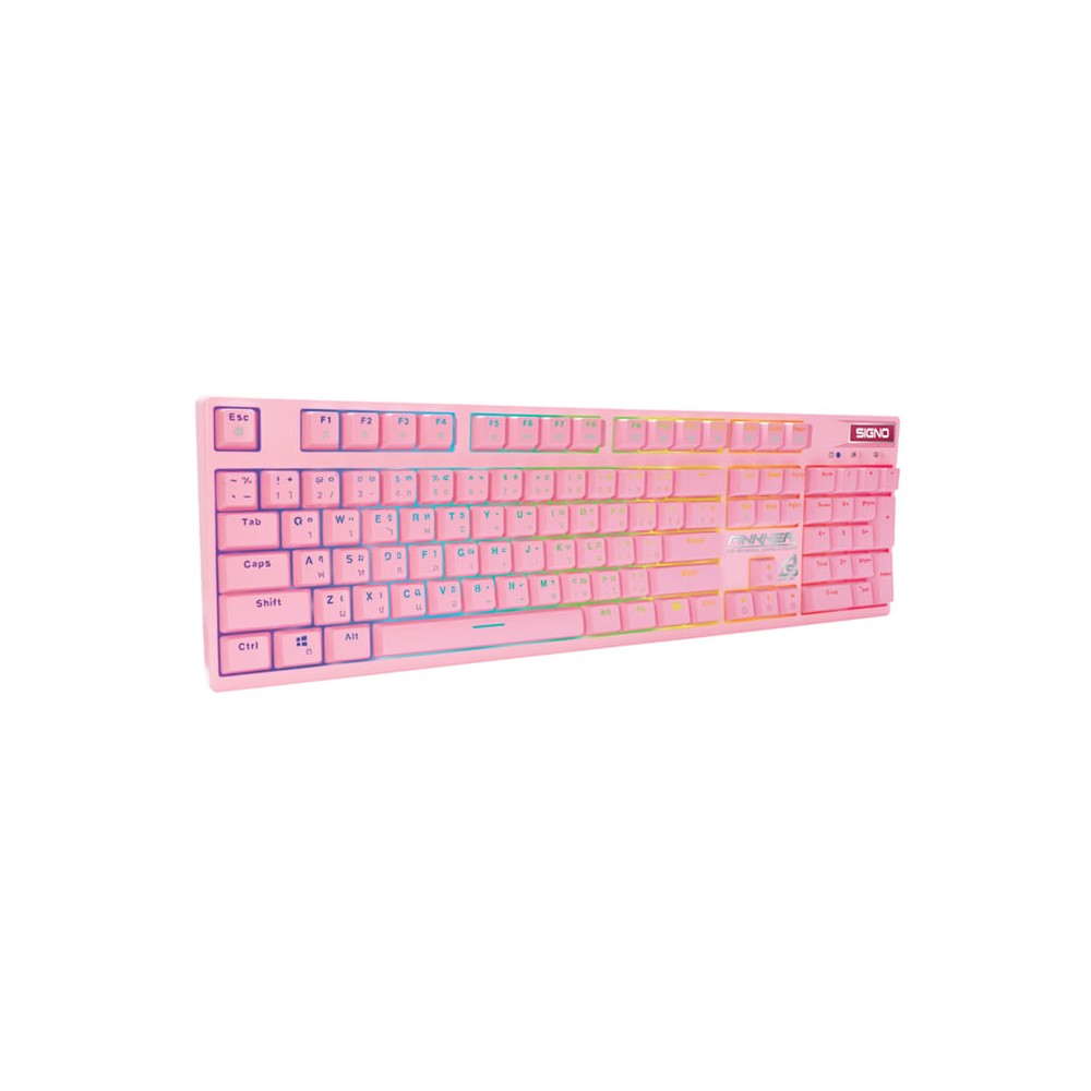 คีย์บอร์ดเกมมิ่ง Signo Gaming Keyboard Mechanical RGB KB-741 P PINKKER