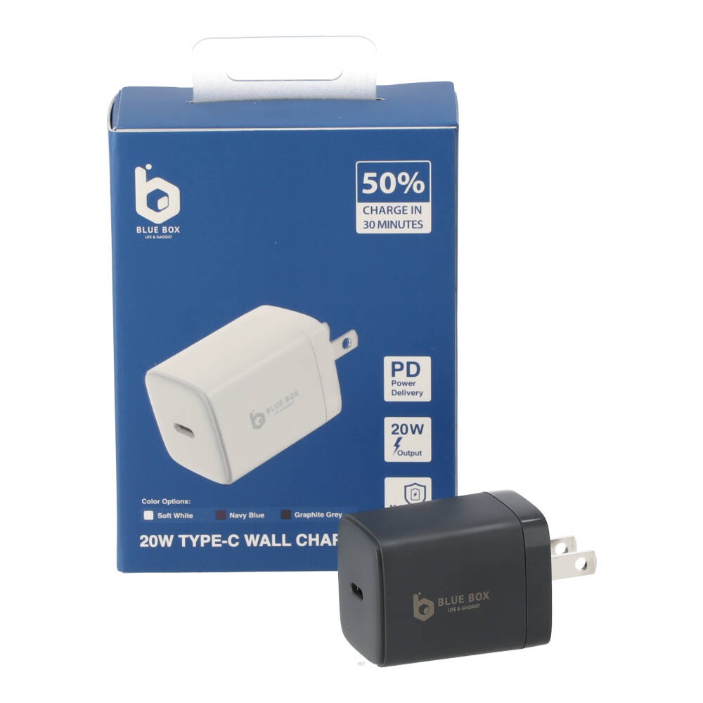 อะแดปเตอร์ Blue Box Wall USB Charger 1 USB-C PD20W Graphite Black