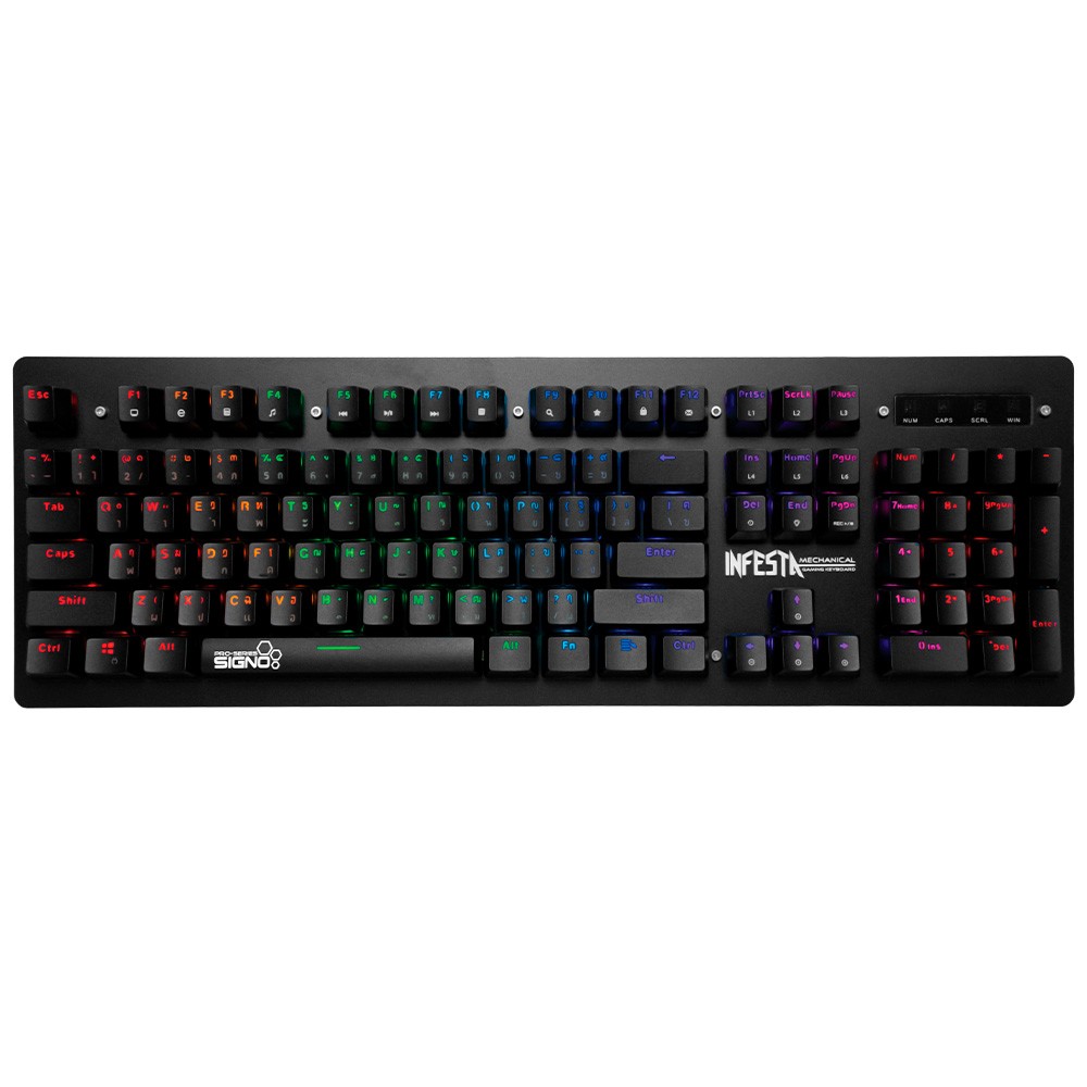 คีย์บอร์ดเกมมิ่ง Signo Mini RGB Mechanical Infesta KB-738 Black/Red Switches (Optical SW)