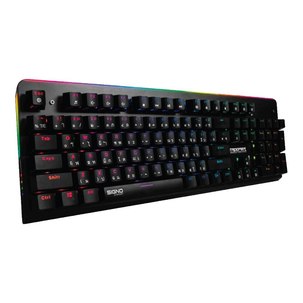 คีย์บอร์ดเกมมิ่ง Signo Gaming Keyboard Mechanical RGB Trooper KB-771 Black
