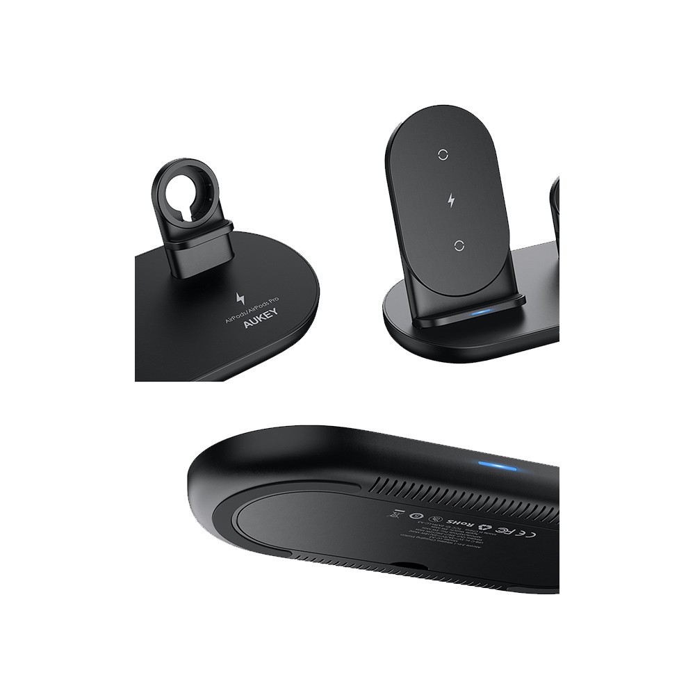 ที่ชาร์จไร้สาย AUKEY Wireless Charger Stand 3-in-1 Black (LC-A3)