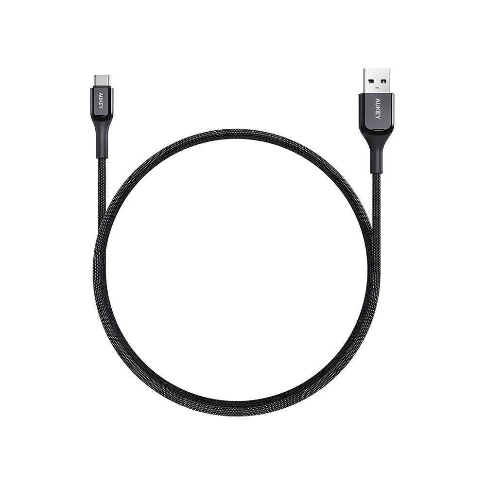 สายชาร์จ AUKEY USB-A to USB-C Cable Braided Nylon 1 เมตร Black (CB-CD43)